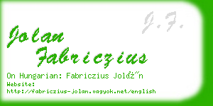 jolan fabriczius business card